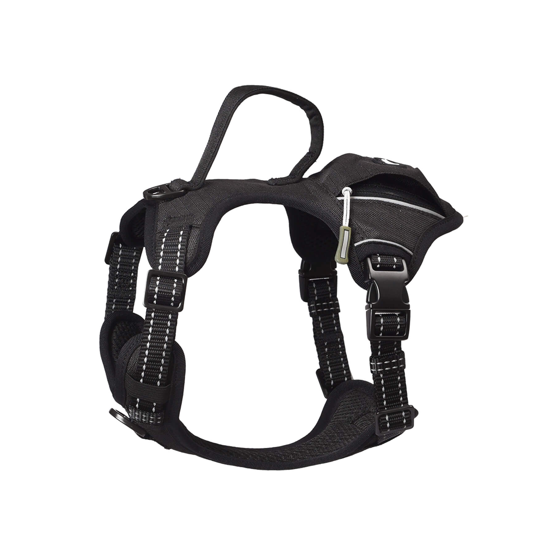 PETMARVEL High-Perfomance Tactical Dog Harness With Poop Bag Holder, No Pull Front Clip & Metal Buckles, Brown S
