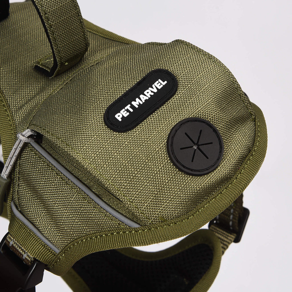 PETMARVEL High-Perfomance Tactical Dog Harness With Poop Bag Holder, No Pull Front Clip & Metal Buckles, Brown S