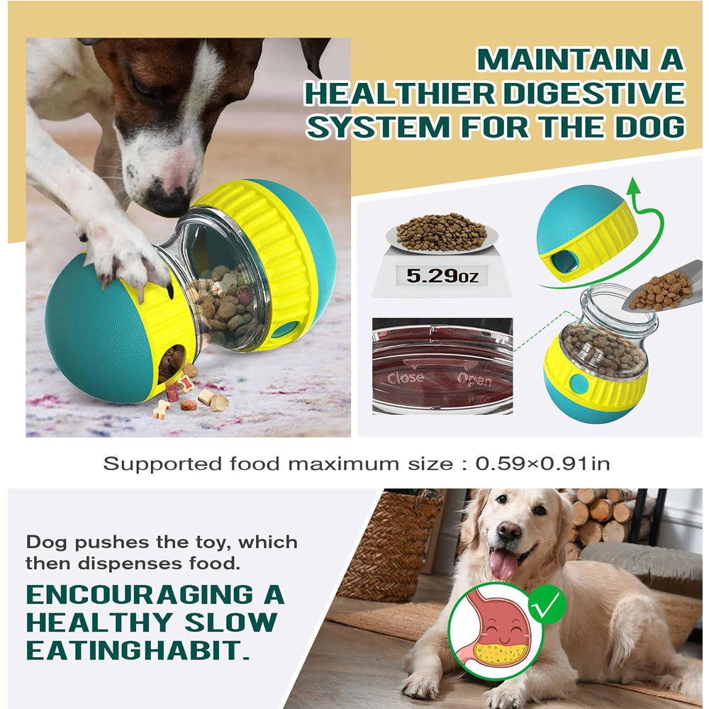 Dog Puzzle Toy, Adjustable Treat Dispensing Ball Food Dispenser Tough Slow Feeder Puppy Enrichment Training Toy Pet Interactive Chase Toys For Small Medium Large Dogs