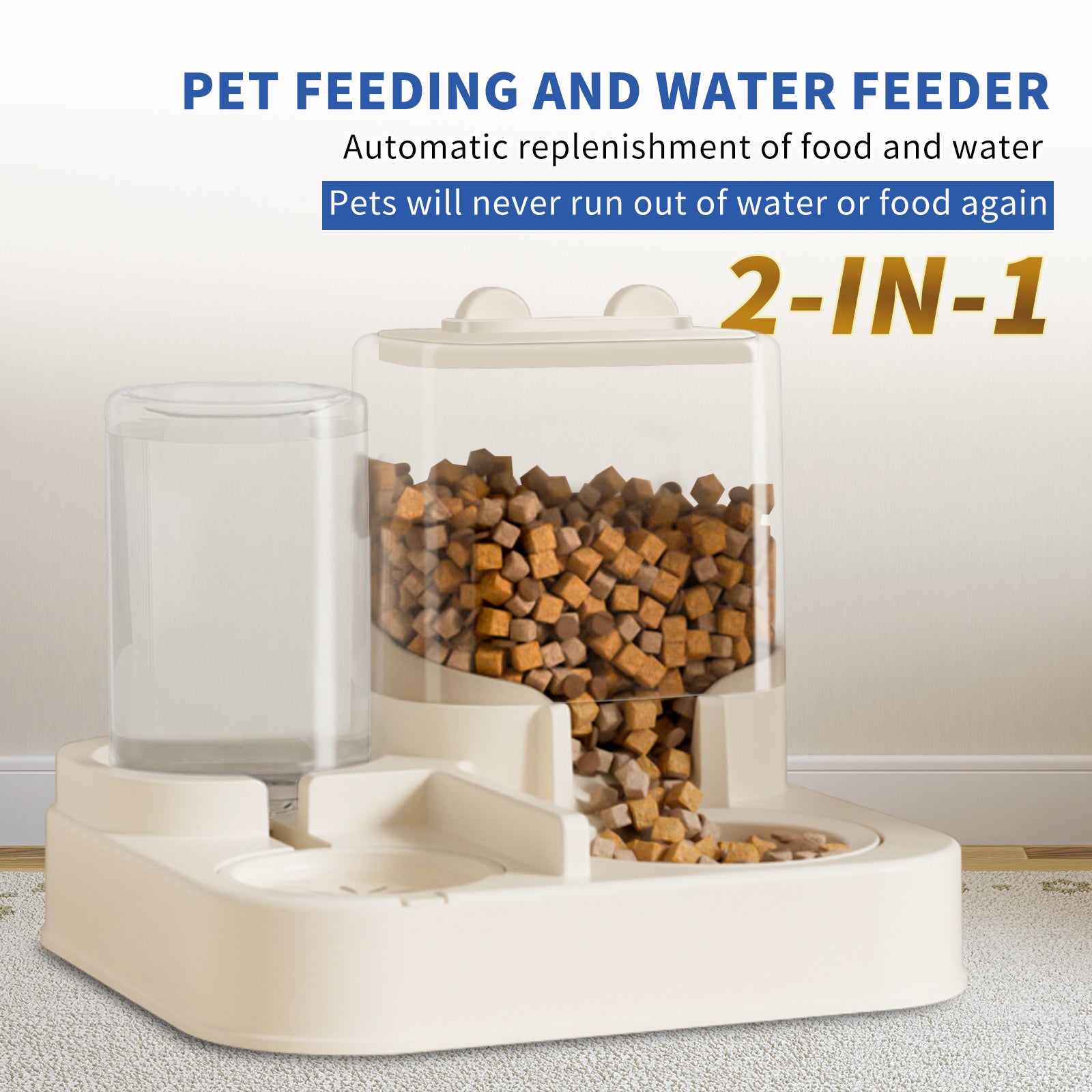 Transparent And Visible Pet Feeding And Drinking Dispenser, Automatically Refilling Food And Water, Caring For Every Moment, Allowing Owners To Travel Easily And Pets To Enjoy Worry Free Eating