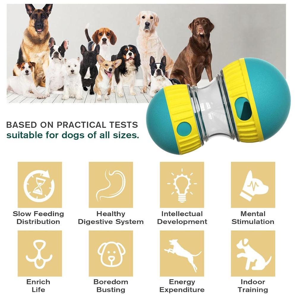 Dog Puzzle Toy, Adjustable Treat Dispensing Ball Food Dispenser Tough Slow Feeder Puppy Enrichment Training Toy Pet Interactive Chase Toys For Small Medium Large Dogs